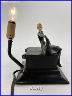 Vintage Collection Francaise Bronze Art Deco Sitting Flapper Girl Figure Lamp