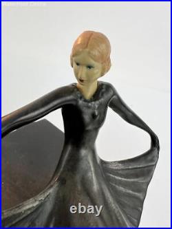 Vintage Collection Francaise Bronze Art Deco Sitting Flapper Girl Figure Lamp