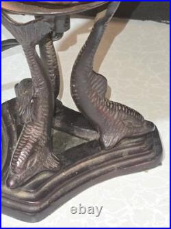 Vintage Deco Art Nouveau Tiffany Inspired Cast Metal Caged Glass Lamp -Divine