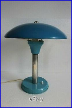 Vintage Desk Lamp / Art Deco Table Lamp / Bauhaus Blue Lamp/Max Schumacher Style