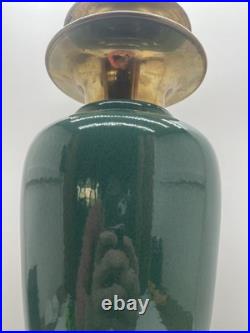 Vintage Emerald Green art deco brass table lamp 24 Tall