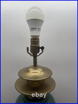 Vintage Emerald Green art deco brass table lamp 24 Tall