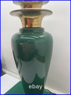 Vintage Emerald Green art deco brass table lamp 24 Tall
