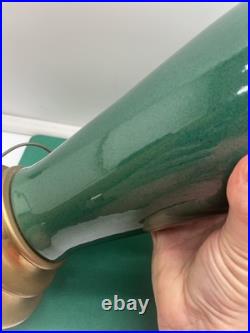 Vintage Emerald Green art deco brass table lamp 24 Tall
