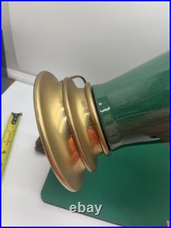 Vintage Emerald Green art deco brass table lamp 24 Tall