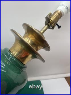 Vintage Emerald Green art deco brass table lamp 24 Tall