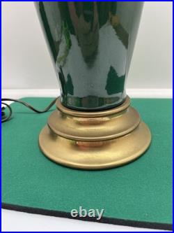 Vintage Emerald Green art deco brass table lamp 24 Tall
