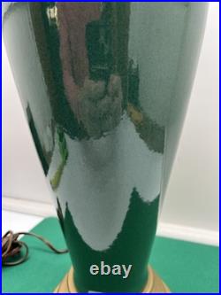 Vintage Emerald Green art deco brass table lamp 24 Tall