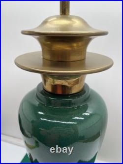 Vintage Emerald Green art deco brass table lamp 24 Tall