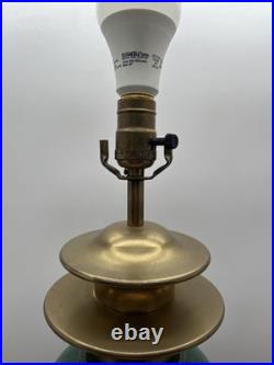 Vintage Emerald Green art deco brass table lamp 24 Tall