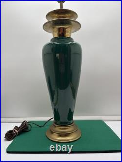 Vintage Emerald Green art deco brass table lamp 24 Tall