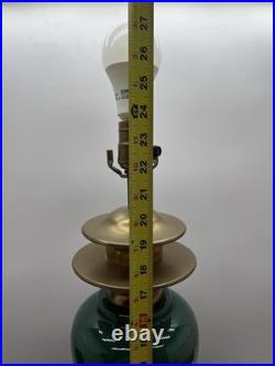 Vintage Emerald Green art deco brass table lamp 24 Tall