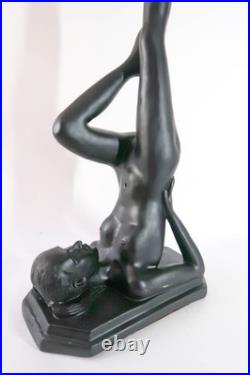 Vintage Erotica Art Deco Nude Lady / Woman Holding LED Moon Globe Accent Lamp