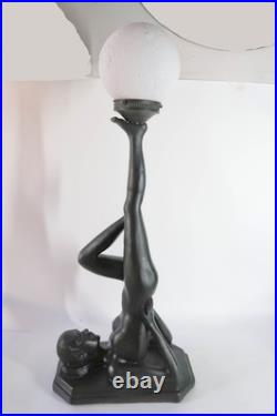 Vintage Erotica Art Deco Nude Lady / Woman Holding LED Moon Globe Accent Lamp