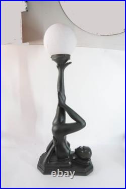 Vintage Erotica Art Deco Nude Lady / Woman Holding LED Moon Globe Accent Lamp