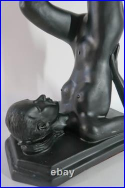 Vintage Erotica Art Deco Nude Lady / Woman Holding LED Moon Globe Accent Lamp