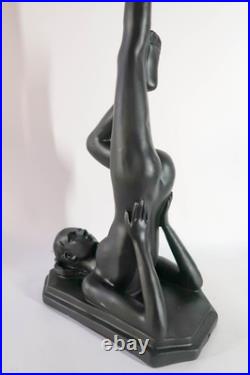 Vintage Erotica Art Deco Nude Lady / Woman Holding LED Moon Globe Accent Lamp