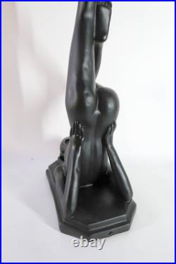 Vintage Erotica Art Deco Nude Lady / Woman Holding LED Moon Globe Accent Lamp