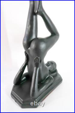 Vintage Erotica Art Deco Nude Lady / Woman Holding LED Moon Globe Accent Lamp