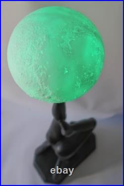 Vintage Erotica Art Deco Nude Lady / Woman Holding LED Moon Globe Accent Lamp