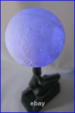 Vintage Erotica Art Deco Nude Lady / Woman Holding LED Moon Globe Accent Lamp