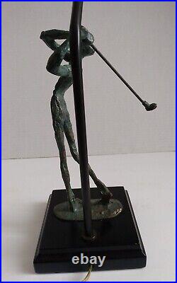 Vintage FREDERICK COOPER Art Deco Bronze Golfer Sculpture Lamp Abstract Art RARE