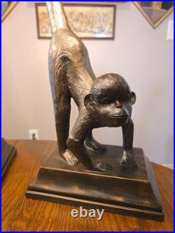 Vintage Figural Monkey Lamp Broze ART DECO Style / Pair