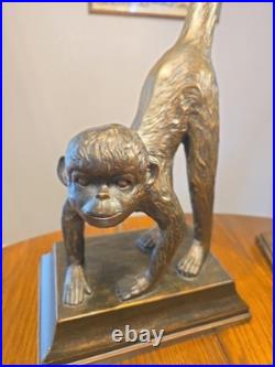 Vintage Figural Monkey Lamp Broze ART DECO Style / Pair