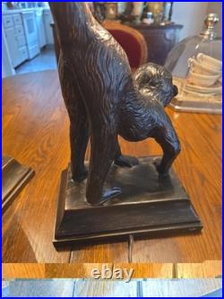 Vintage Figural Monkey Lamp Broze ART DECO Style / Pair