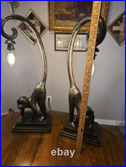 Vintage Figural Monkey Lamp Broze ART DECO Style / Pair