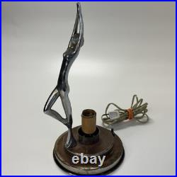 Vintage Figural Woman Sculpture Metal Lamp Art Deco Tested/Working