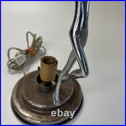 Vintage Figural Woman Sculpture Metal Lamp Art Deco Tested/Working
