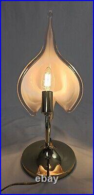 Vintage Franco Luce Murano Lamp Art Deco Pink Glass Cala Lily Italian Large