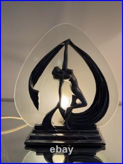 Vintage Frankart Style Art Deco Nude Dancer Lamp Original Frosted Glass Works