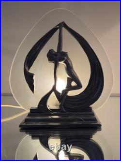 Vintage Frankart Style Art Deco Nude Dancer Lamp Original Frosted Glass Works