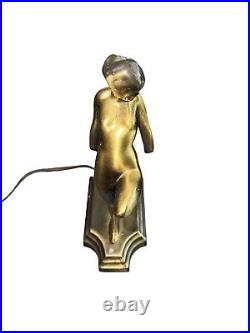 Vintage Frankart Style Flapper Girl Brass Lamp Art Deco Elegance Elegant & Rare