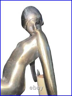 Vintage Frankart Style Flapper Girl Brass Lamp Art Deco Elegance Elegant & Rare