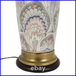Vintage Frederick Cooper Art Deco Hand Painted Ceramic & Brass Table Lamp