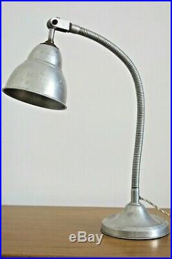 Vintage French Art Deco Industrial Gooseneck Table Lamp