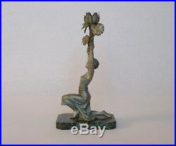Vintage French Art Deco Spelter Statuette / Candle Holder / Lamp