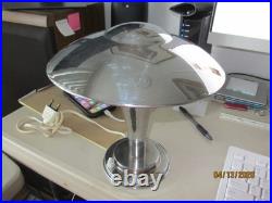 Vintage French Art Deco Style Chrome Flying Saucer On Pedestal Lamp