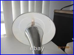Vintage French Art Deco Style Chrome Flying Saucer On Pedestal Lamp