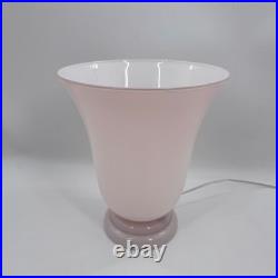 Vintage French Pink Opaline Cased Glass Tulip Table Lamp Art Deco Style 12