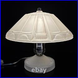 Vintage Frosted Glass Art Deco Desk Table Lamp 10
