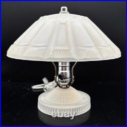 Vintage Frosted Glass Art Deco Desk Table Lamp 10