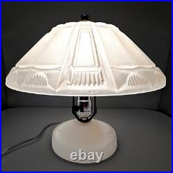 Vintage Frosted Glass Art Deco Desk Table Lamp 10