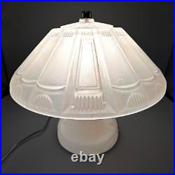 Vintage Frosted Glass Art Deco Desk Table Lamp 10