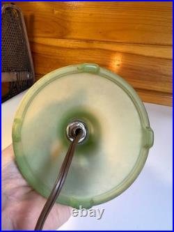 Vintage Frosted Green Boudoir Lamp Austrian Flame Bulb MCM Art Deco Mid Century