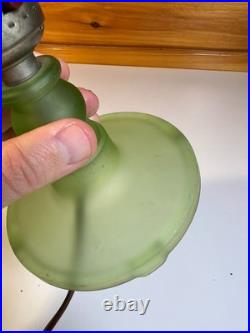 Vintage Frosted Green Boudoir Lamp Austrian Flame Bulb MCM Art Deco Mid Century