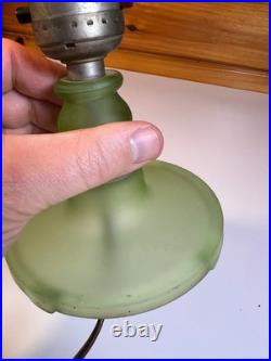 Vintage Frosted Green Boudoir Lamp Austrian Flame Bulb MCM Art Deco Mid Century